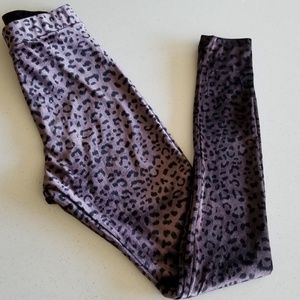 Purple velvet leopard leggings